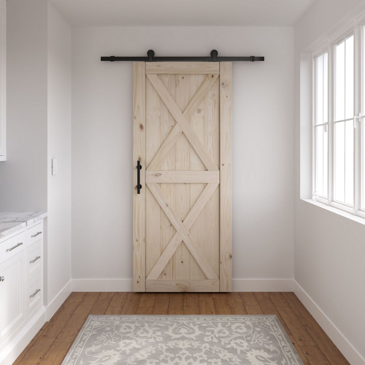 Unfinished Pine Double X-Brace Barn Door Slab Only N91723