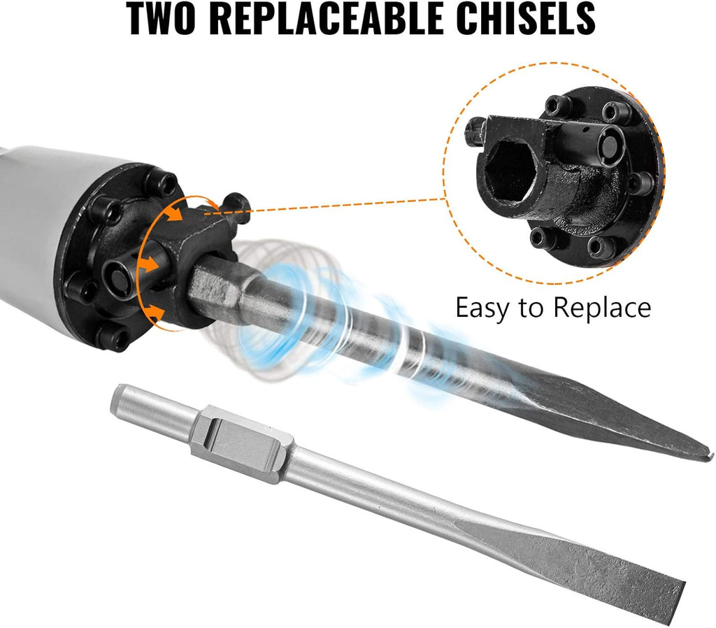 3500W Electric Demolition Hammer Concrete Breaker with Flat Chisel Bull Point Chisel S963215