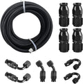 6AN PTFE E85 Braided Fuel Line Fitting Kit 10FT Transmission Oil Cooler Line Black Pack of 2 A2475