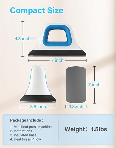 Mini Heat Press 7"x 3.8" Hand held Iron Press (Blue) G735602