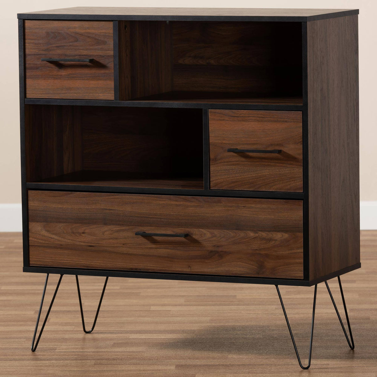 Walnut Brown 1-Drawer Wood Bookcase P62949