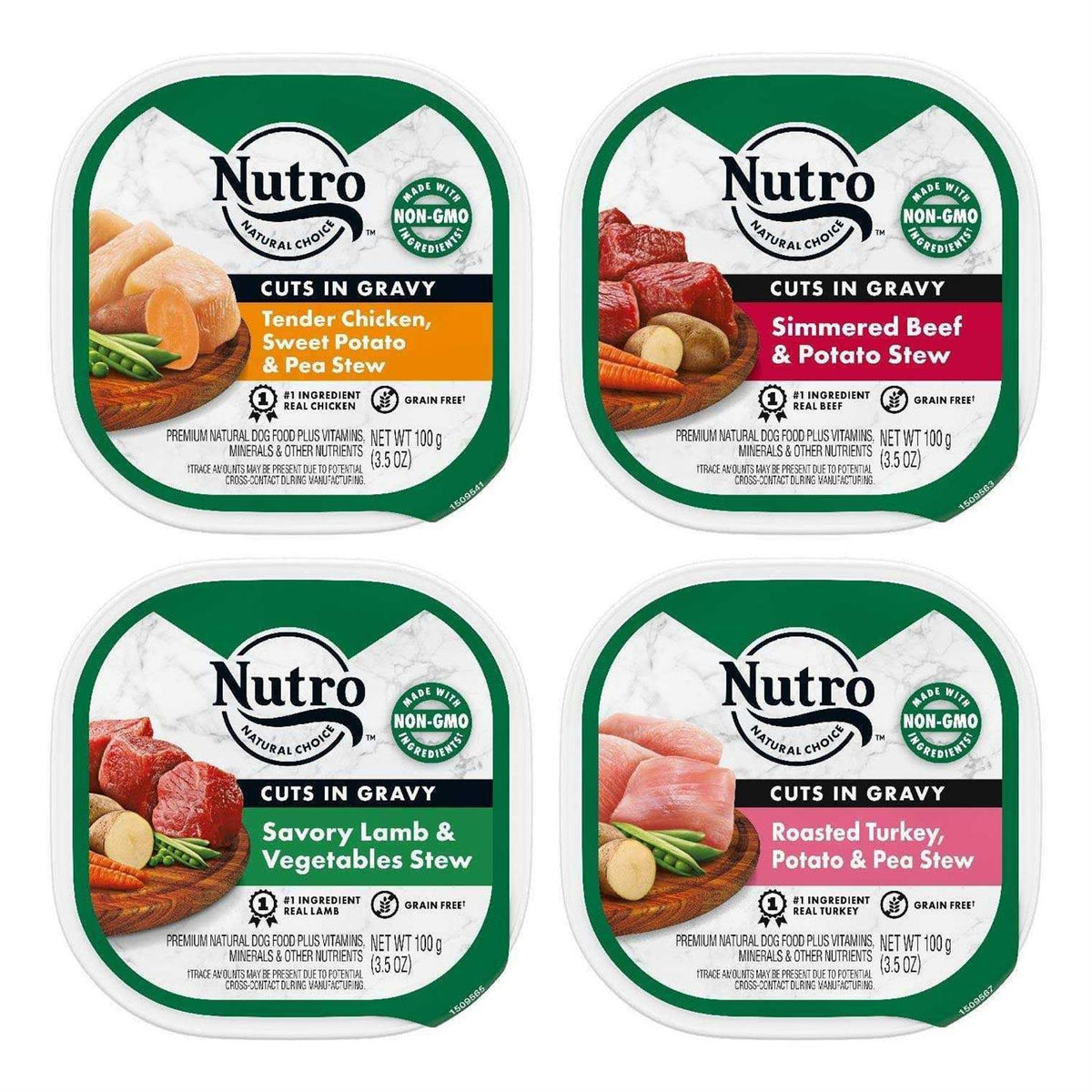 Grain Free Cuts in Gravy Beef, Lamb, Chicken and Turkey Variety Pack Adult Wet Dog Food L59238