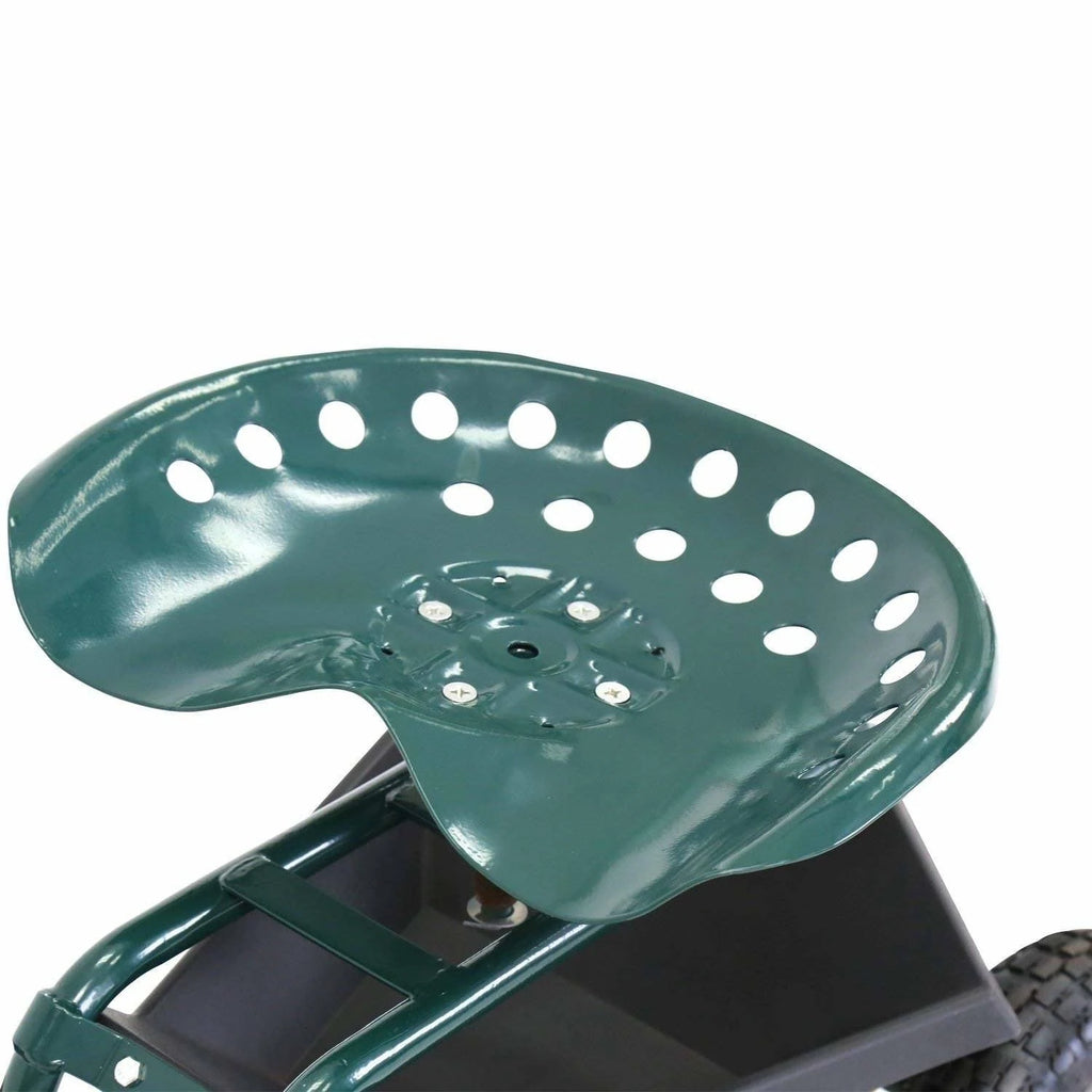 Green Garden Cart with Swivel Seat and Basket X9252