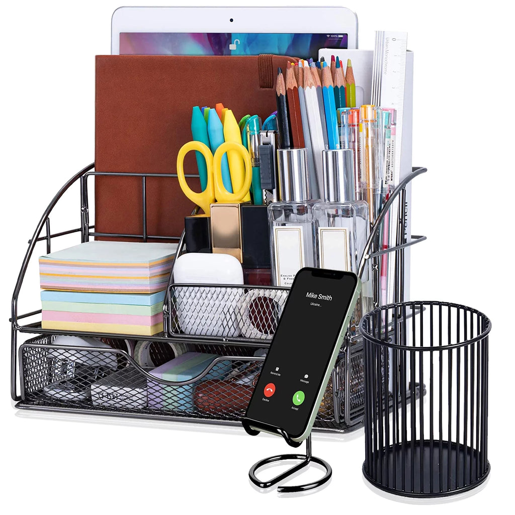 Black 3 Pcs Desk Organizer with Drawer T10129