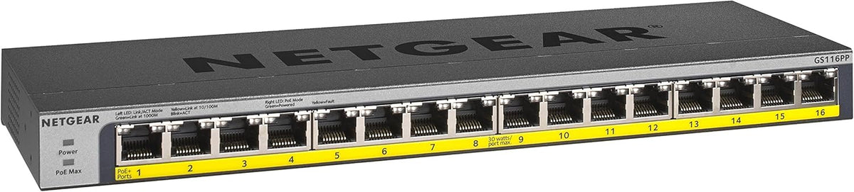 16-Port Gigabit Ethernet Unmanaged PoE Switch with 16 x PoE+ @ 183W K20592