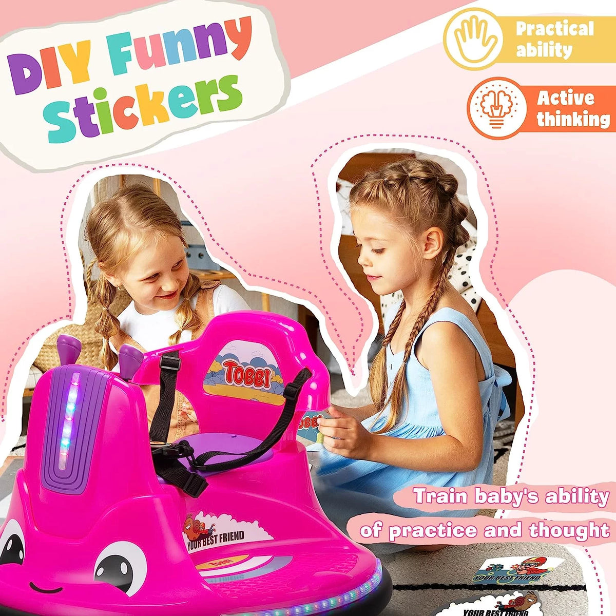 12V Kids Bumper Car with Remote Control LED Lights K445583