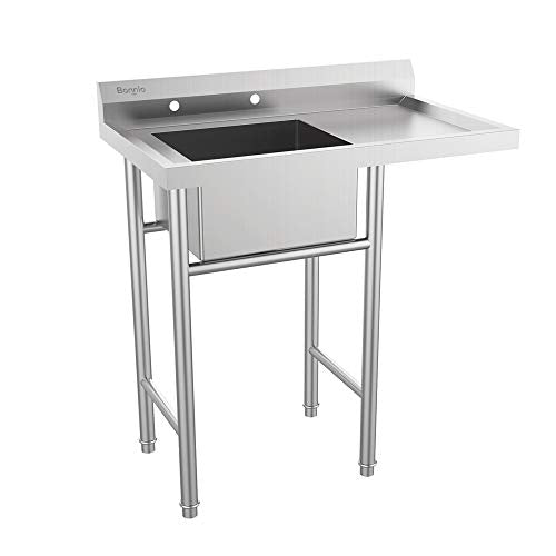304 Stainless Steel Utility Sink with Drainboard F300834