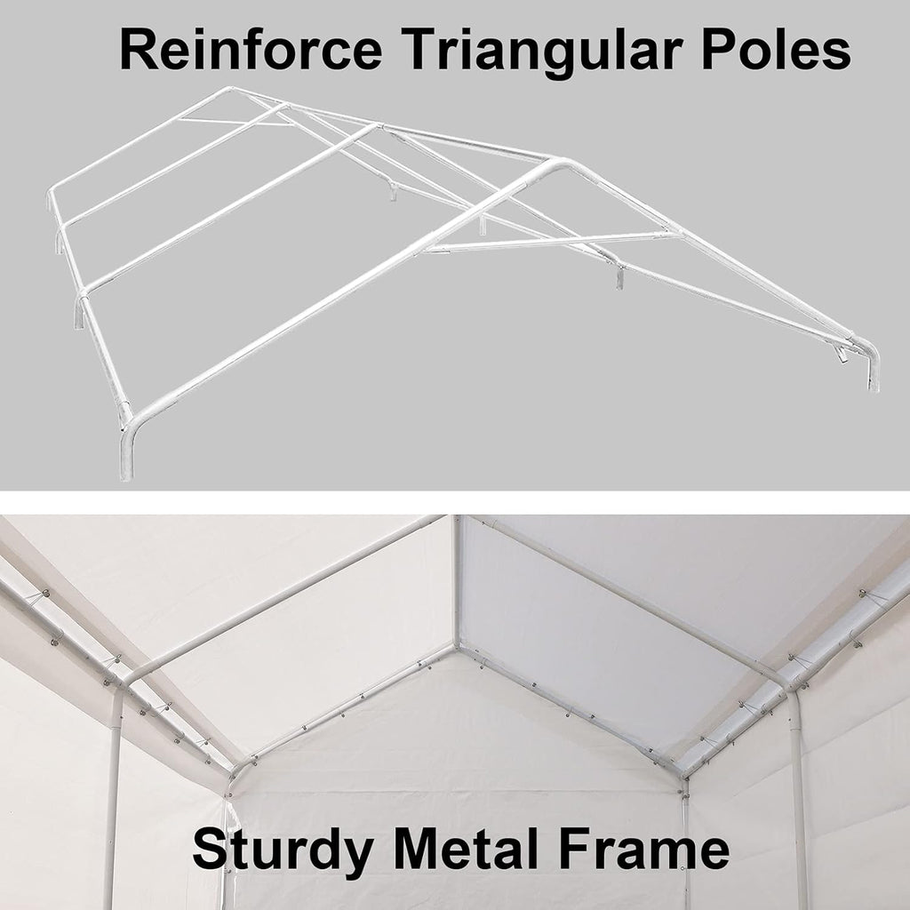 10x20 ft Heavy Duty Carport Car Canopy with Removable Sidewalls and Doors G4467