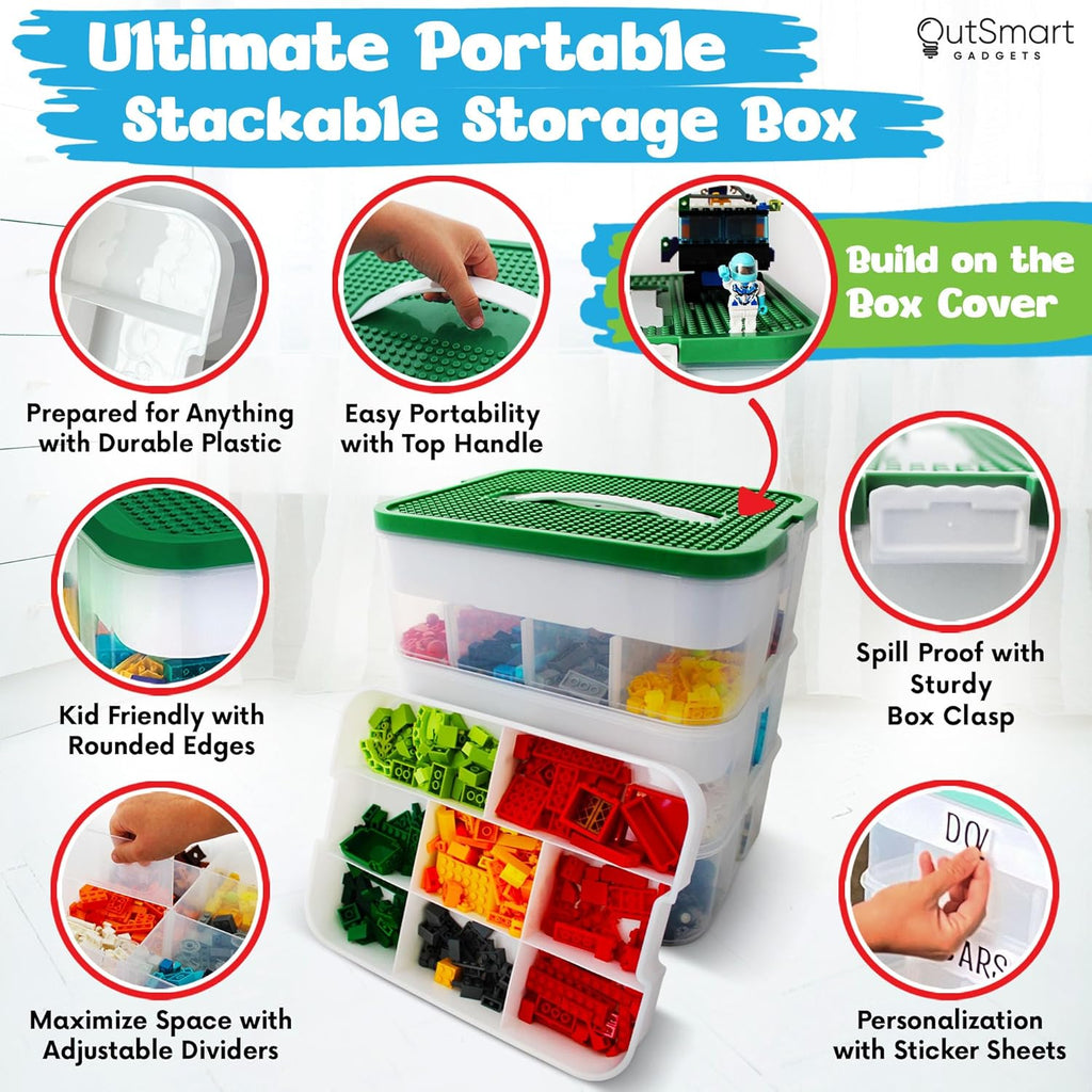 3 Layers Plastic Stackable Toy Storage Organizer Bin with Adjustable Compartments X6840