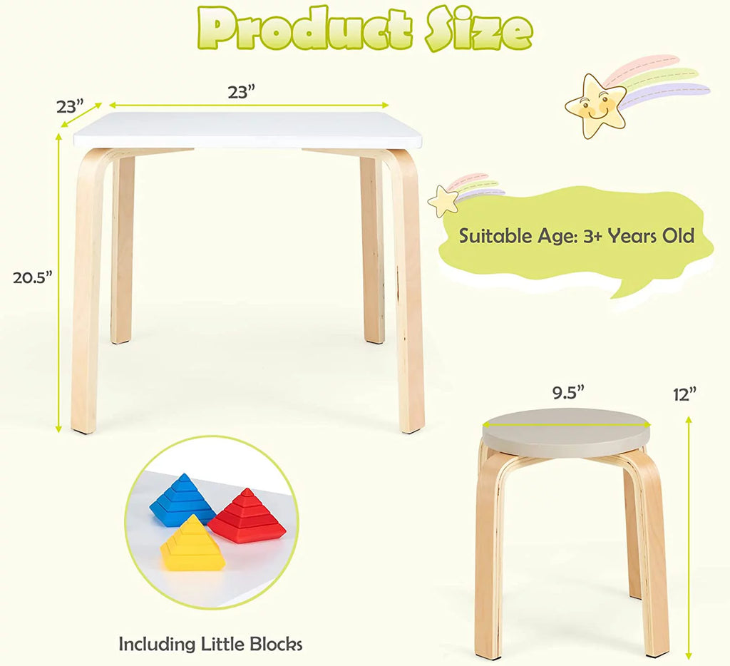 Kids Wooden Table and Stool Set, 5-Piece A1509