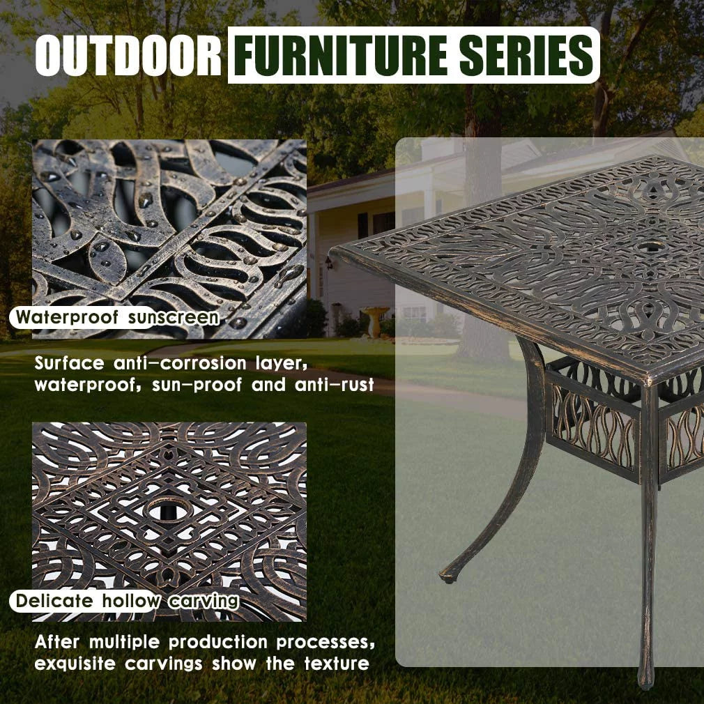 Outdoor Dining Table Set with 4 Wrought Iron Chairs G1297