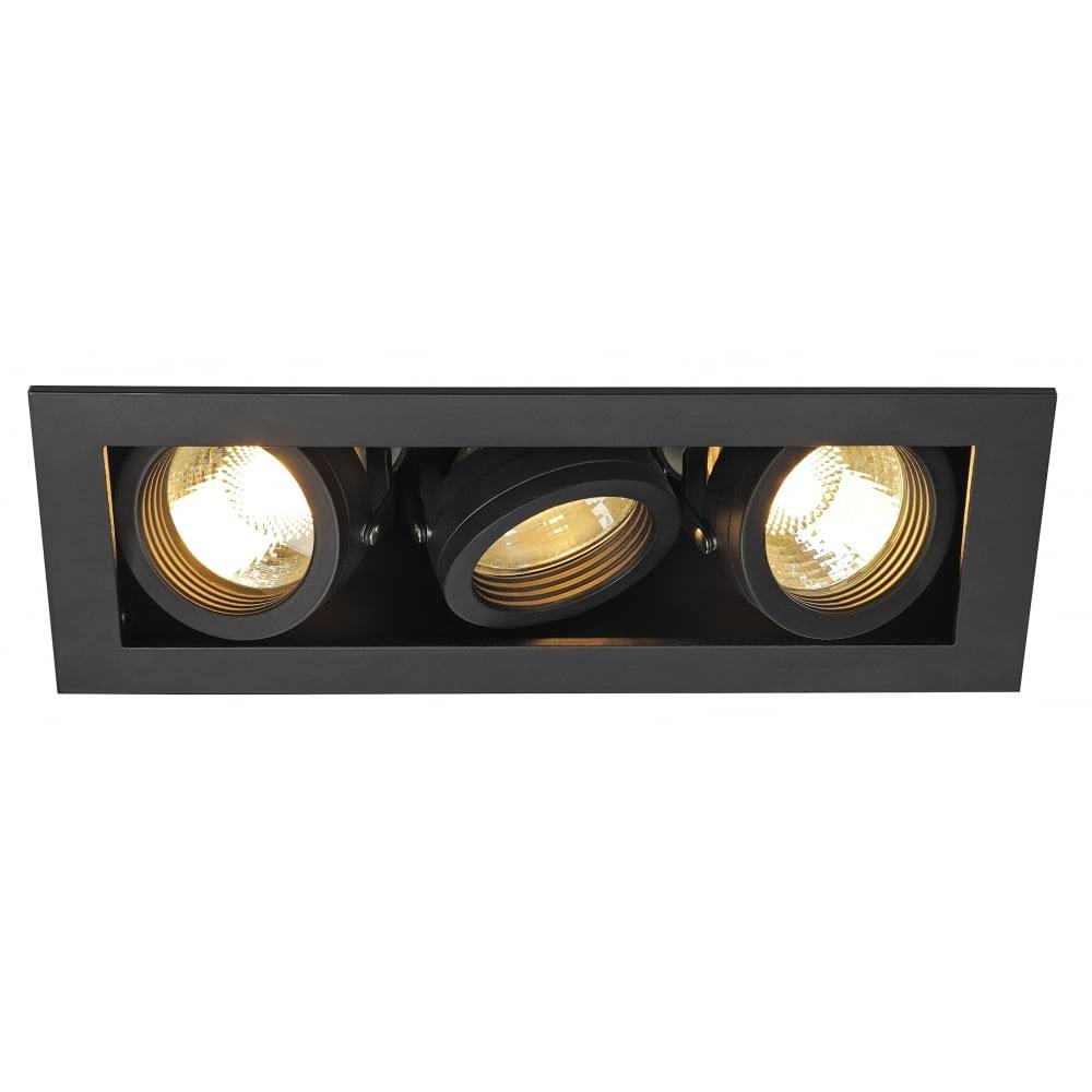 Square Matt Black 3 GU10 Recessed Downlight P335