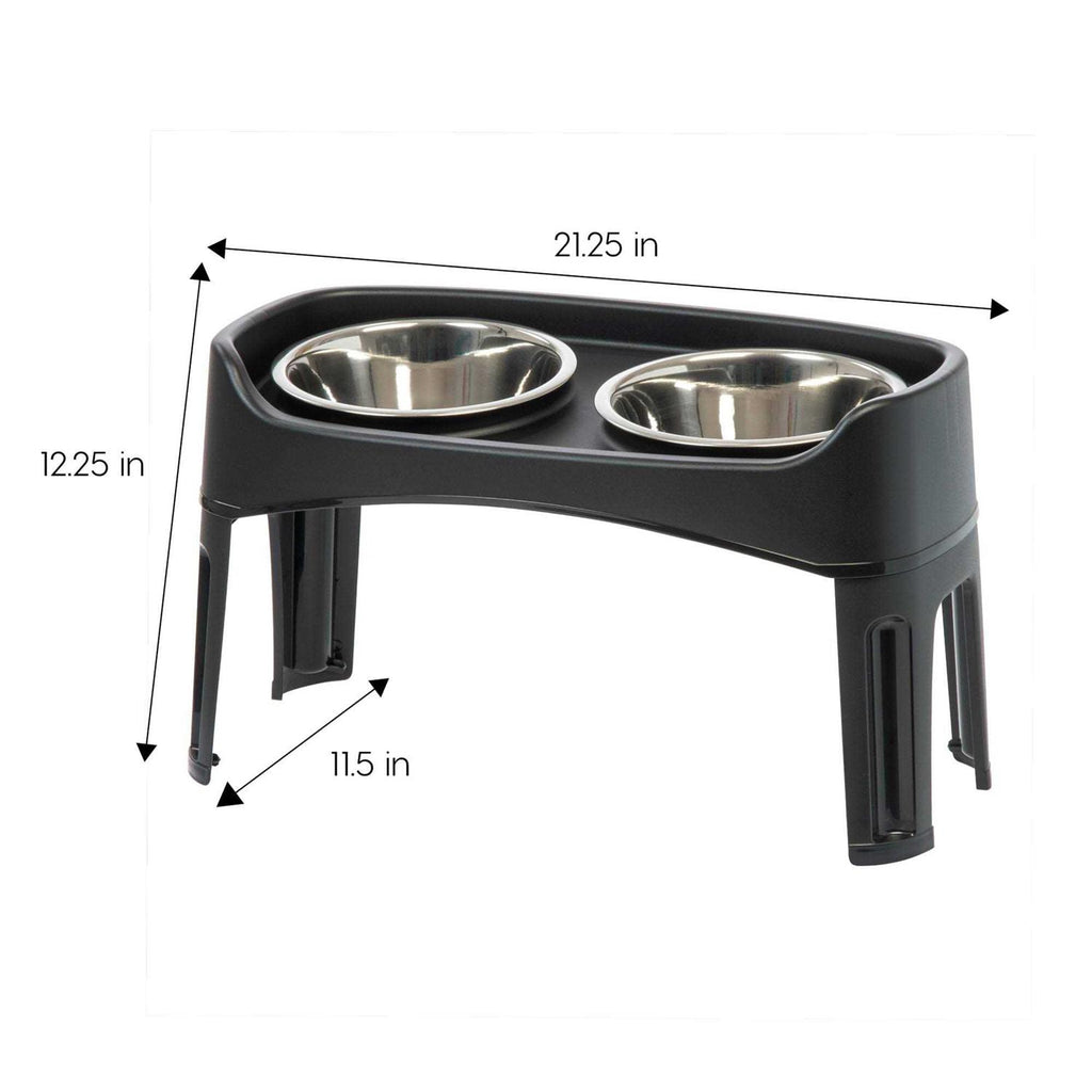 12 inch Elevated Dog Bowls with 2 Qt Stainless Steel Bowls B173