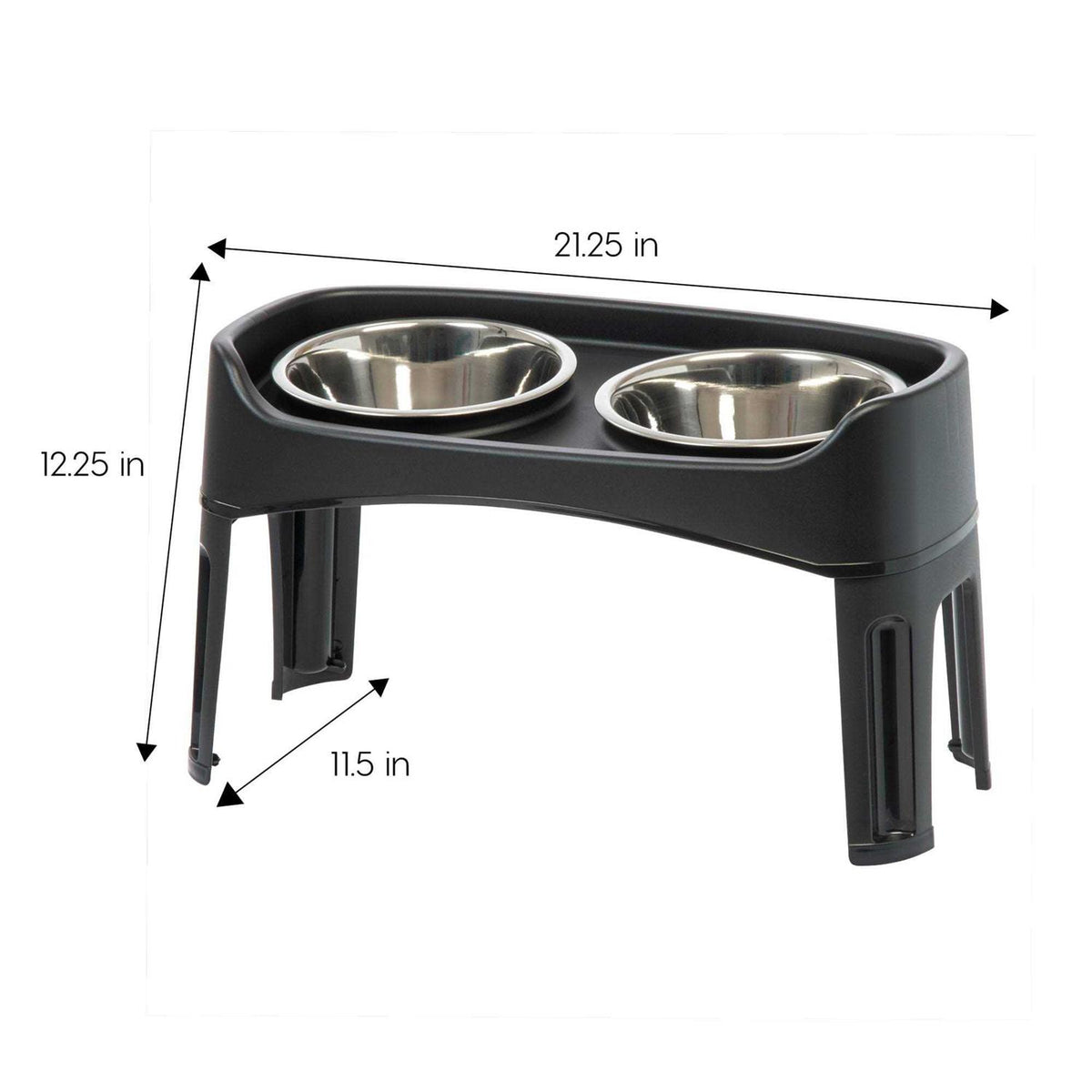 12 inch Elevated Dog Bowls with 2 Qt Stainless Steel Bowls B173