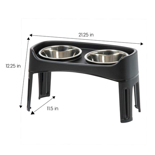 12 inch Elevated Dog Bowls with 2 Qt Stainless Steel Bowls B173