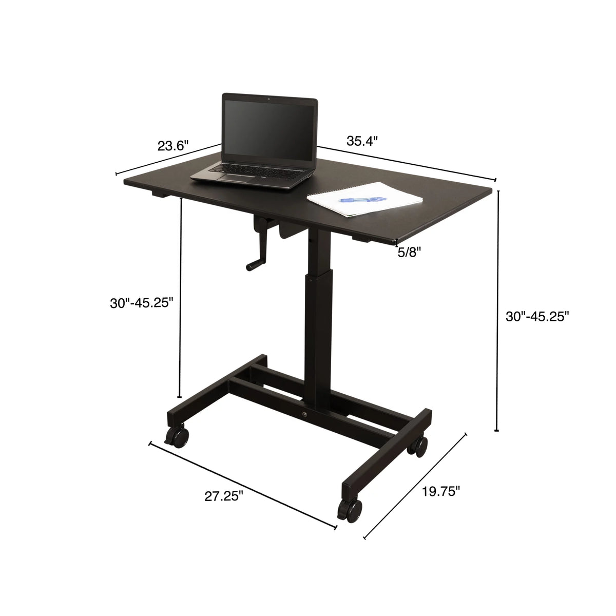 Adjustable Height Single Column Rolling Standing Desk G368