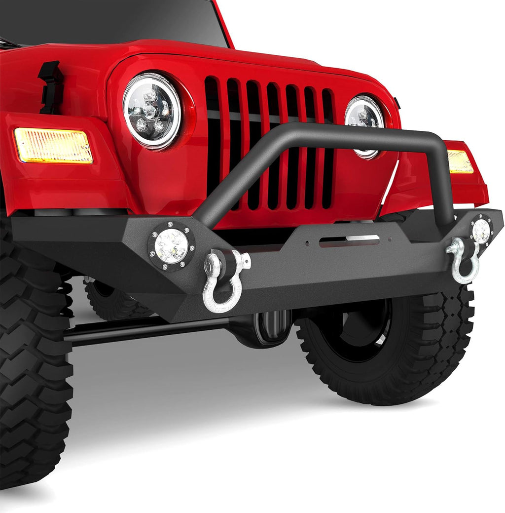 Textured Black Rear Bumper with Tire Carrier and 2" Hitch Receiver L9351