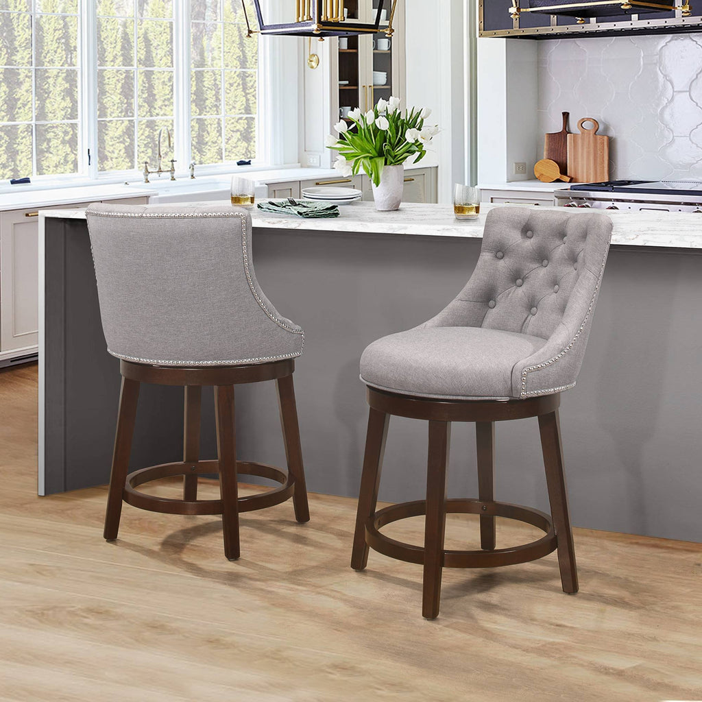Gray Fabric Swivel Counter Height Stool D316