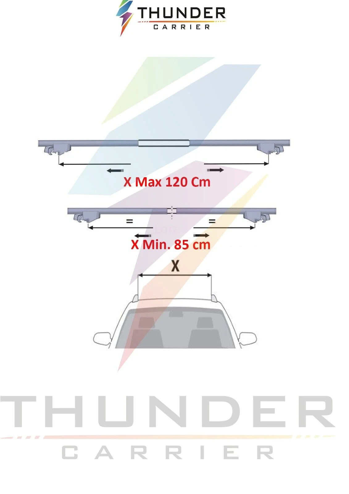 Silver Telescopic Roof Racks Cross Bars Luggage Carrier Set F745737