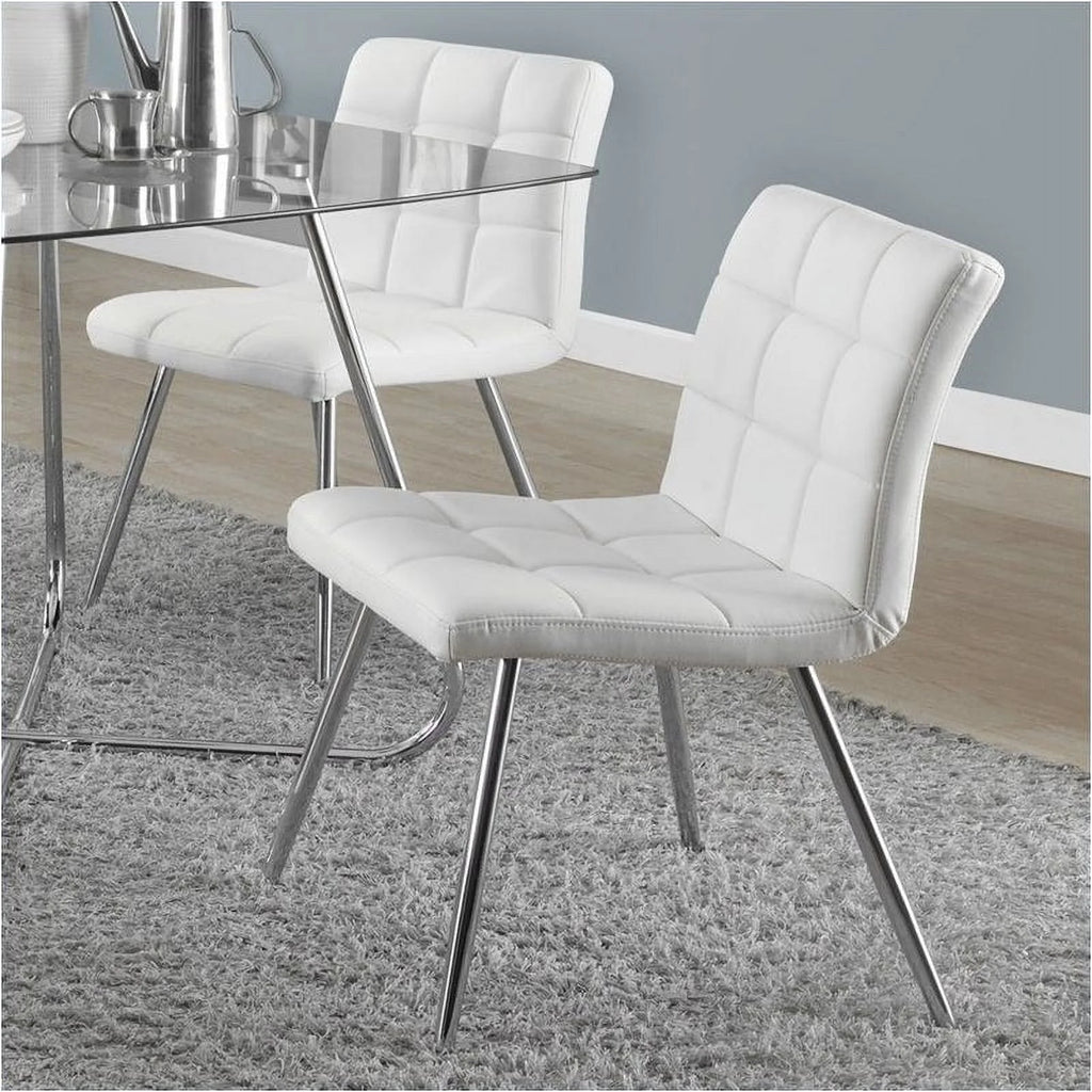 White Faux Leather Dining Chair Set of 2 G831