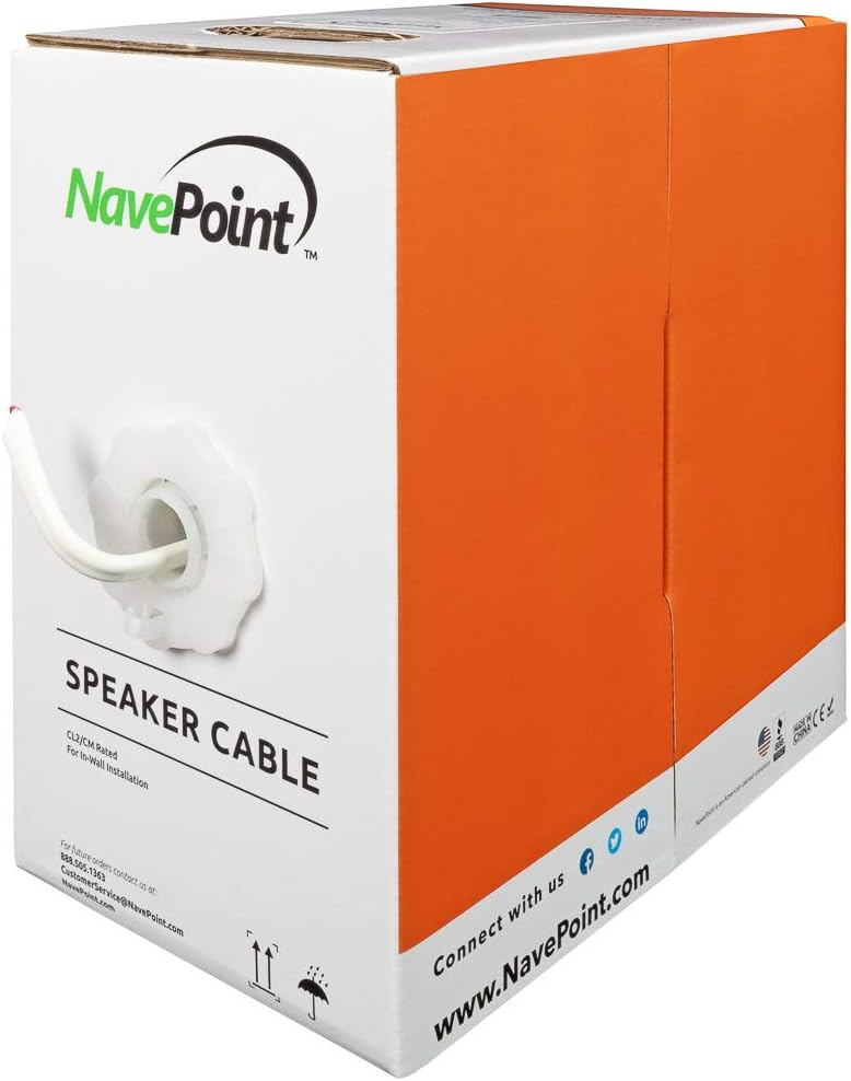250ft 18/4 AWG 4 Conductor White Speaker Cable Q59026