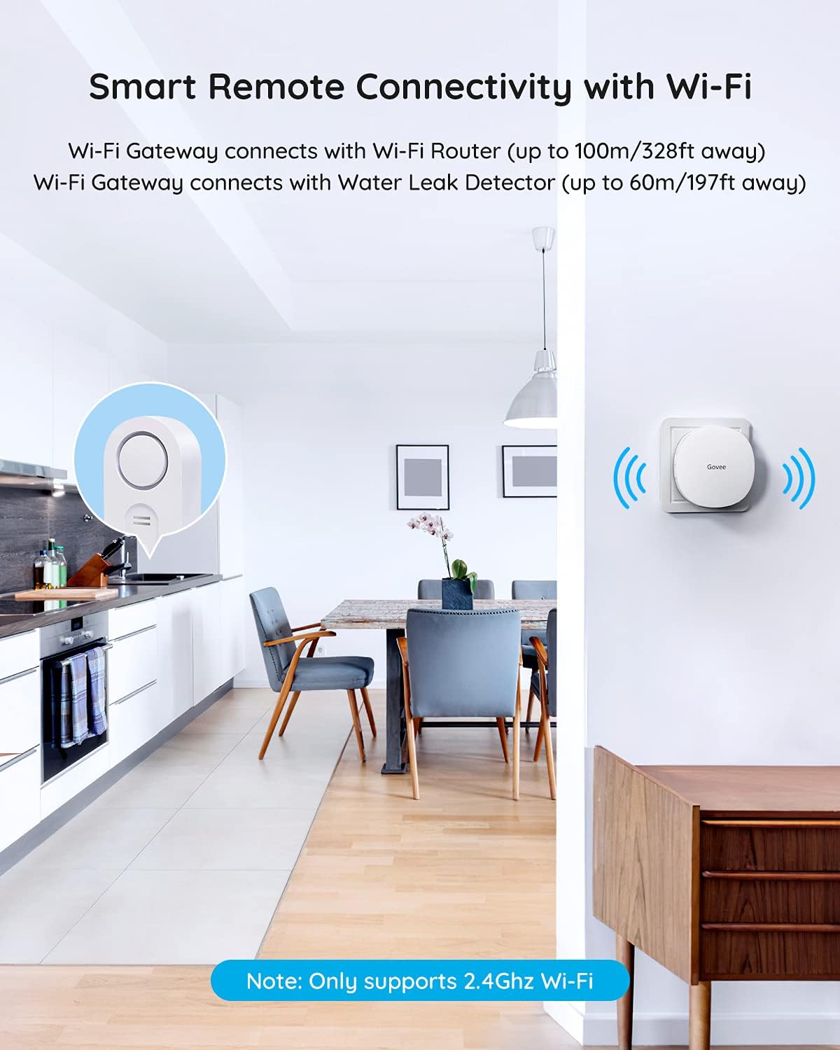 WiFi Water Sensor 2 Pack, 100dB Adjustable Alarm C121