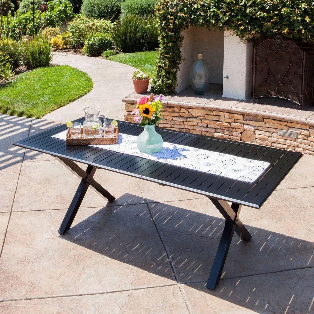 Black Cast Aluminum Rectangular Dining Table X58467