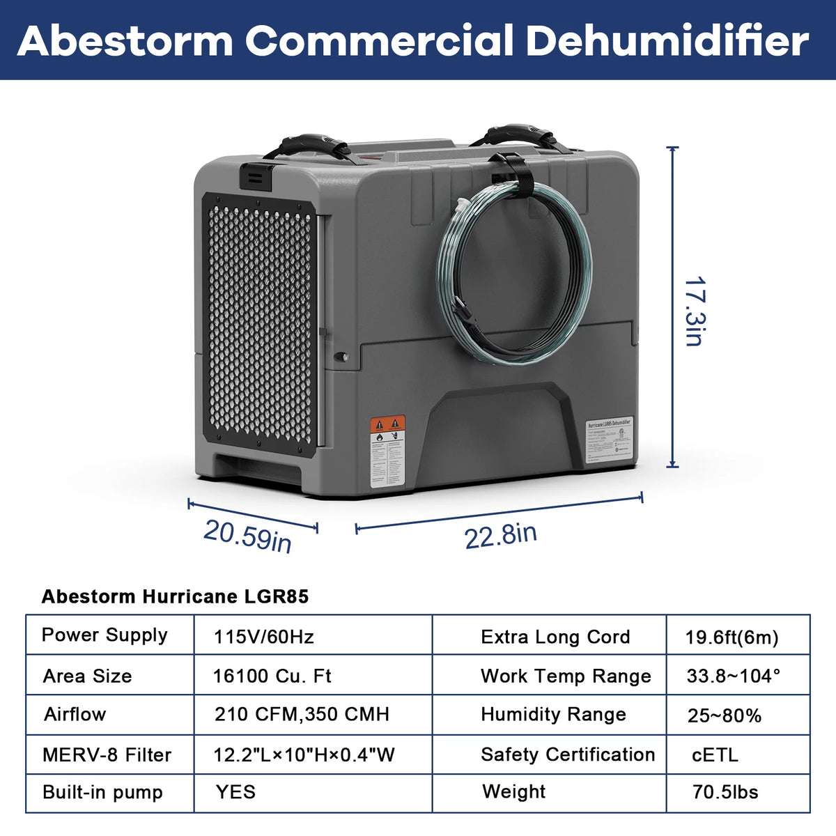 180 PPD Commercial Dehumidifiers with Pump J186