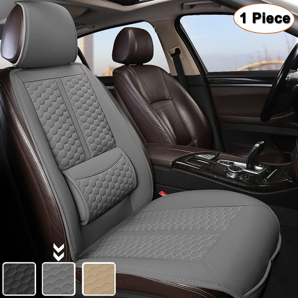 Black Car Seat Covers, 1 Pair Universal Sideless Seat Protectors with Lumbar Support and Headrest Cover, Pack of 2 L34086