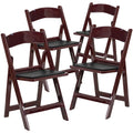 4 Pk Red Mahogany Resin Folding Chair with Black Vinyl Padded Seat U88873