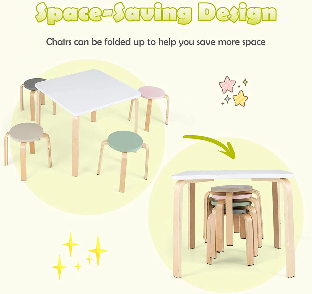 Kids Wooden Table and Stool Set, 5-Piece A1509