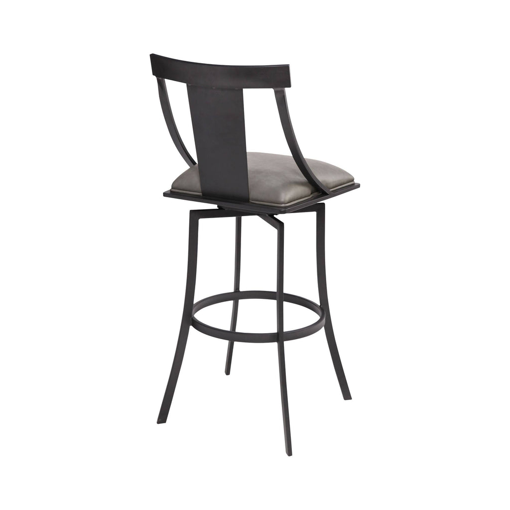 Matte Black Vintage Grey Faux Leather Bar Height Barstool R15096