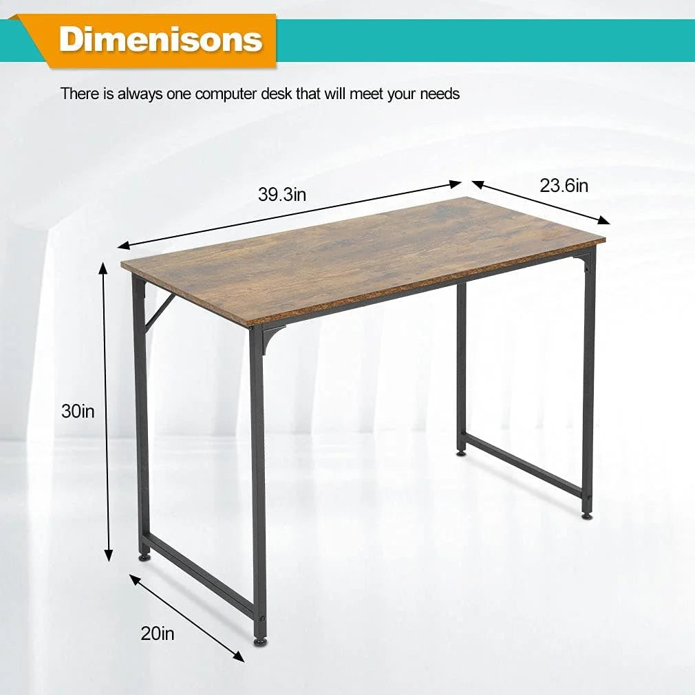 40 inch Computer Desk Wood Top Metal Frame Workstation E298315