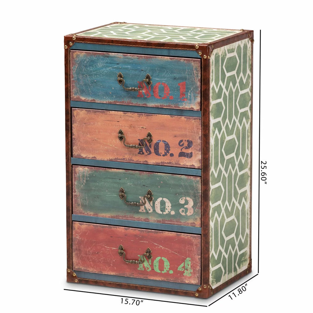 Multicolor Wood 4-Drawer Accent Storage Chest H38777