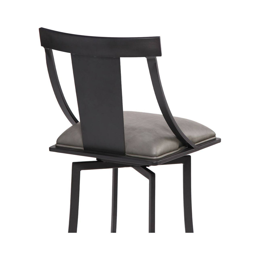 Matte Black Vintage Grey Faux Leather Bar Height Barstool R15096