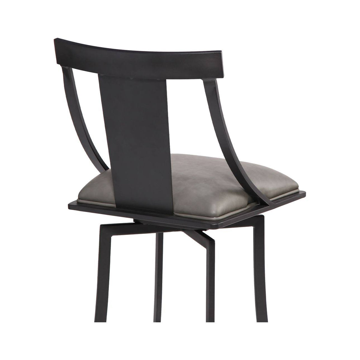 Matte Black Vintage Grey Faux Leather Bar Height Barstool R15096