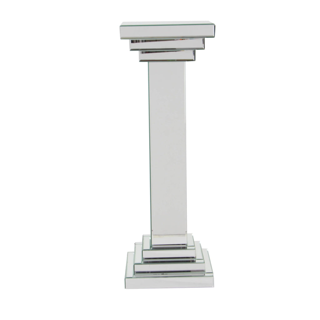 12" x 36" Silver Glass Mirrored Pedestal Table X9327