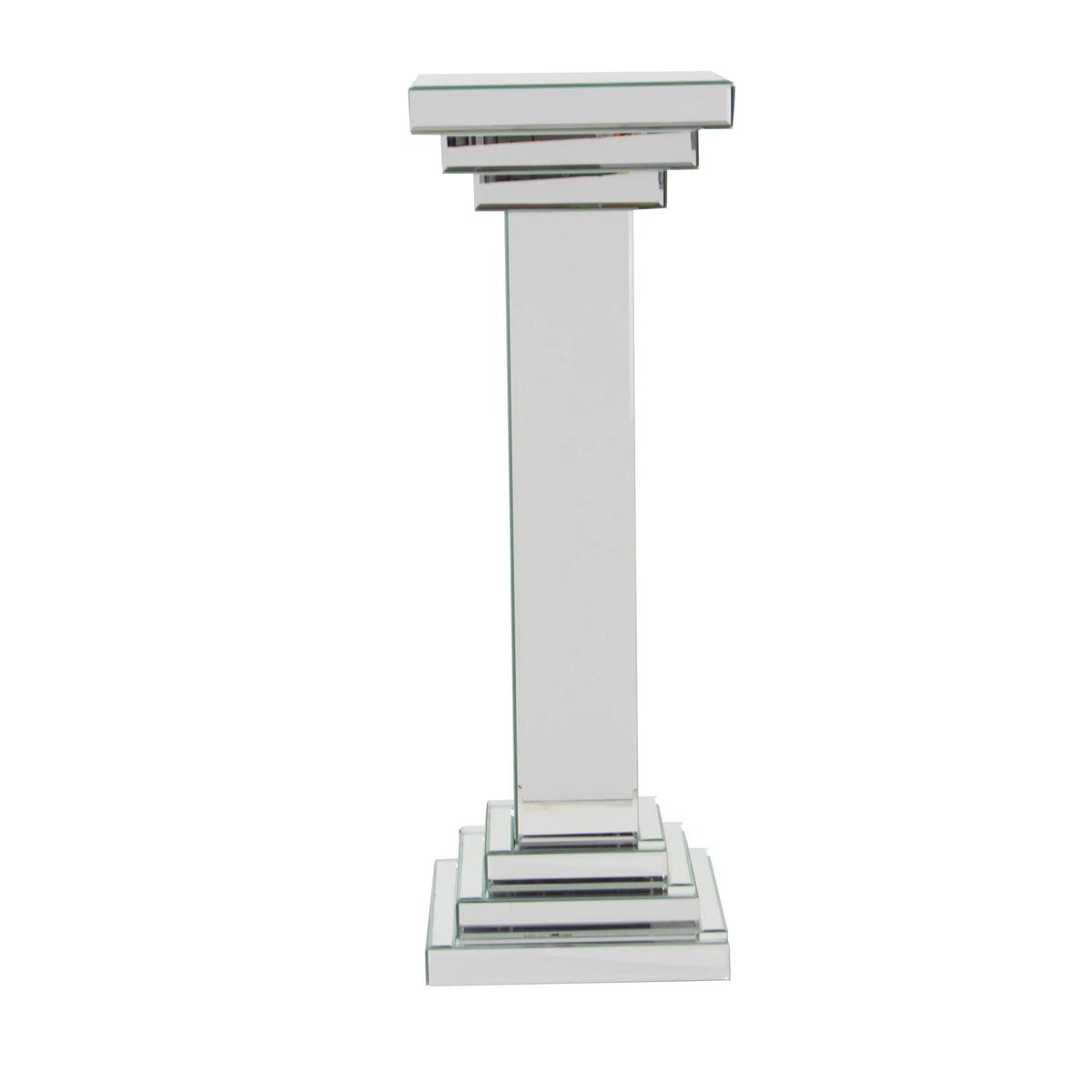 12" x 36" Silver Glass Mirrored Pedestal Table X9327