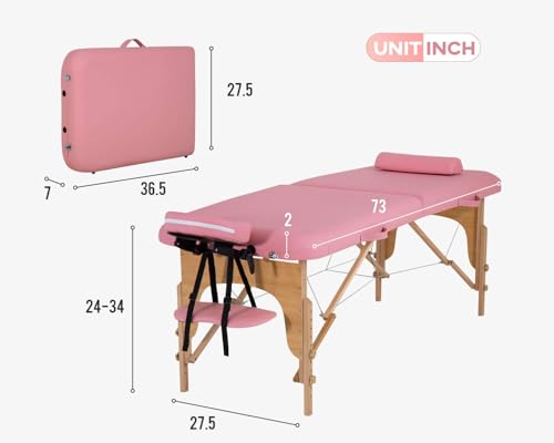 Portable Massage Table 28 inche Wide Heigh Adjustable 2 Folding Spa Table W830564