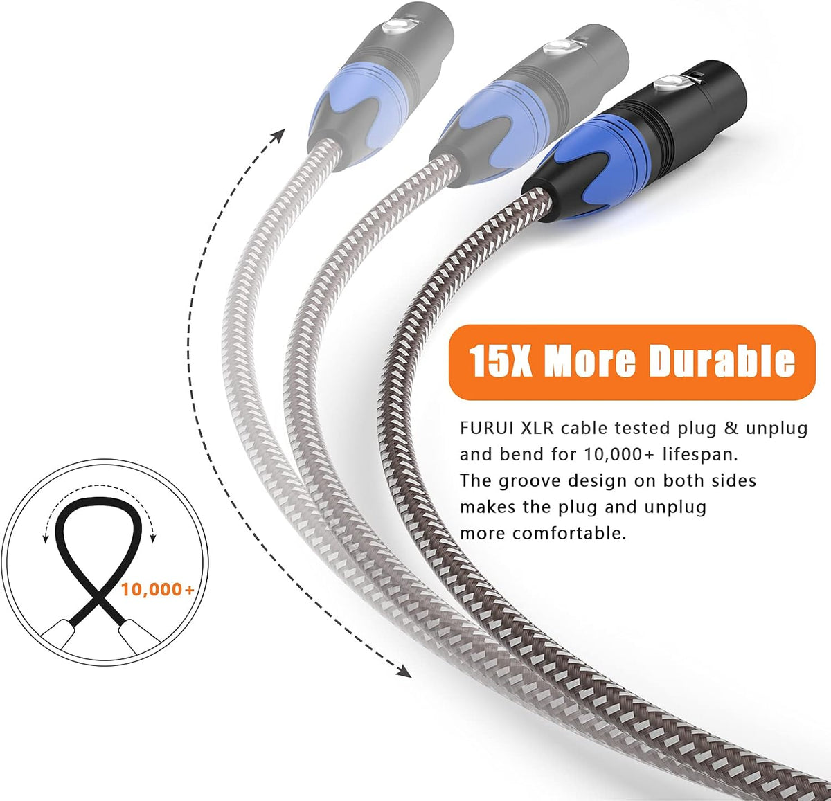 10Pack 6ft Nylon Braided XLR Male to Female Microphone Cable X724309