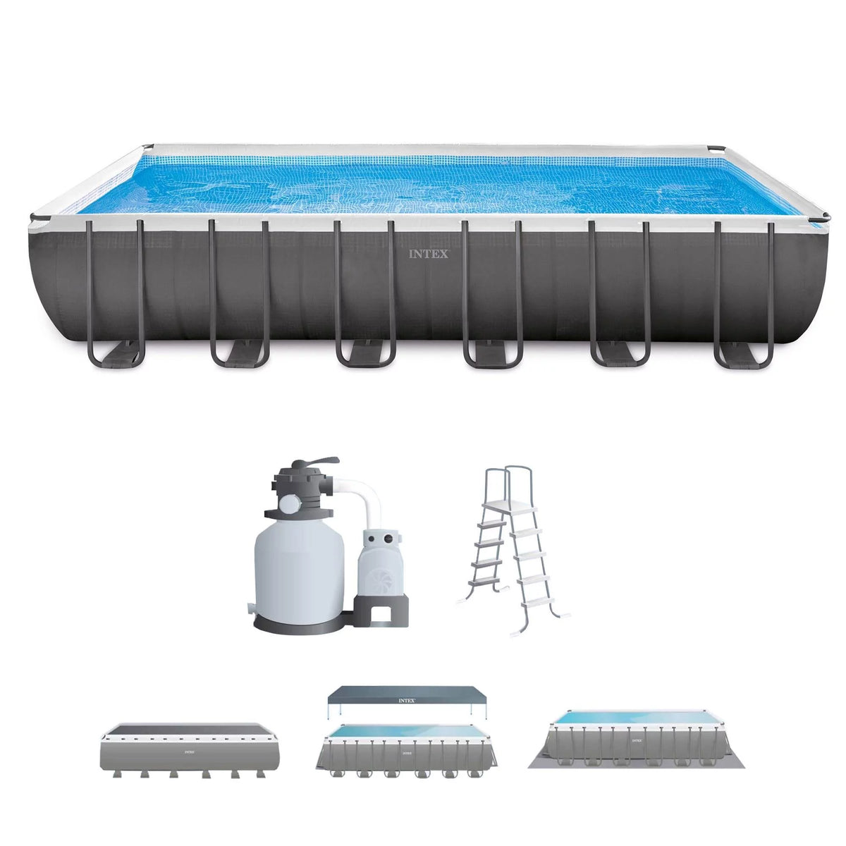 24' x 12' x 52 Rectangular Frame Swimming Pool with Pump G835468