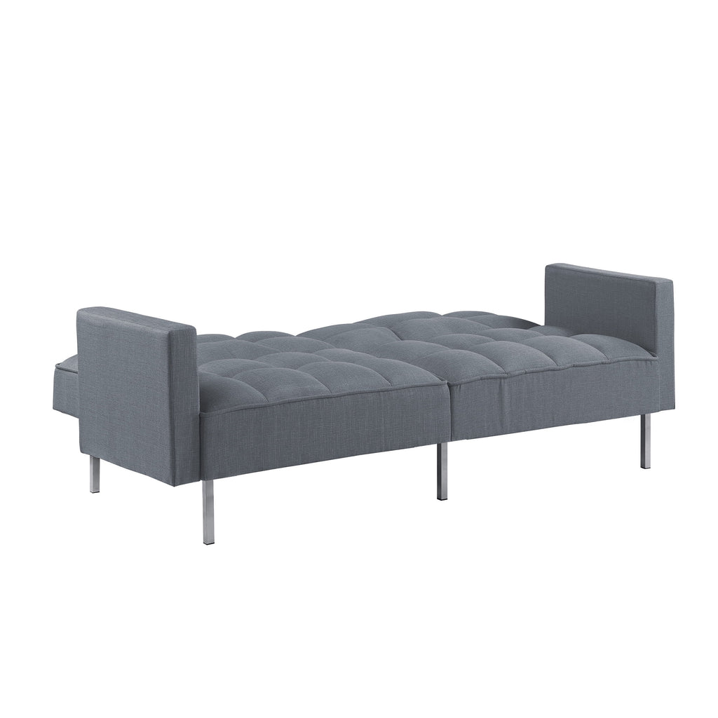 Dark Gray Linen Convertible Futon Sofa Bed J44438