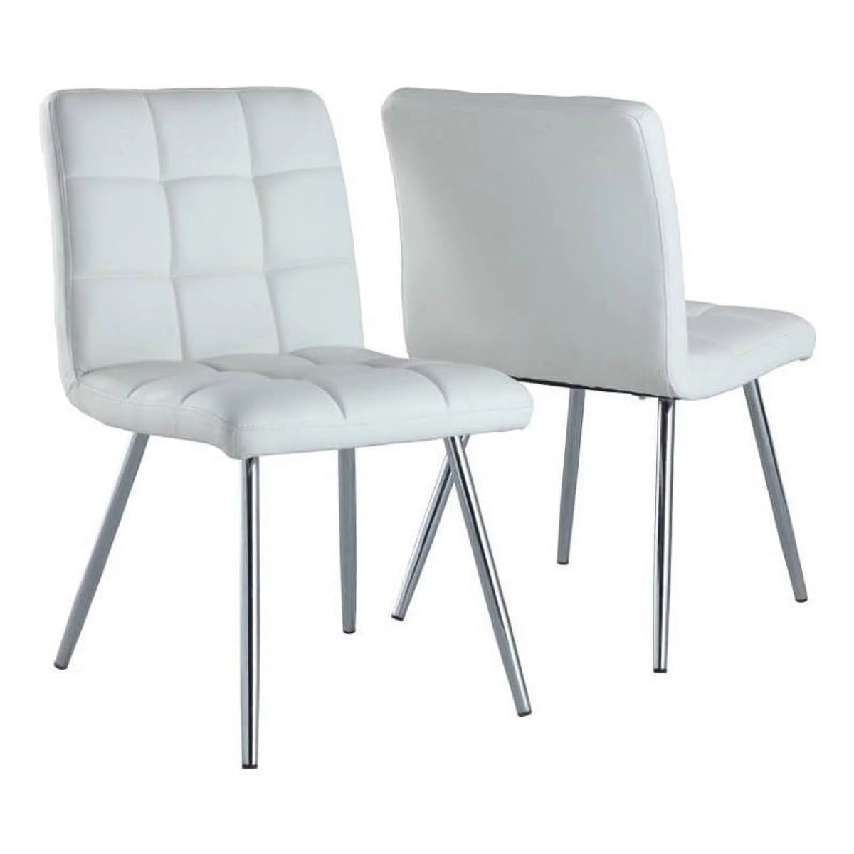 White Faux Leather Dining Chair Set of 2 G831