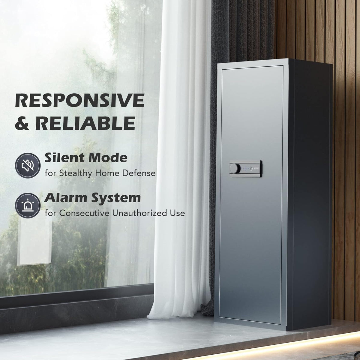 Large Gun Safe with Biometric Fingerprint Keypad Locks, 56*20*15 In S92566