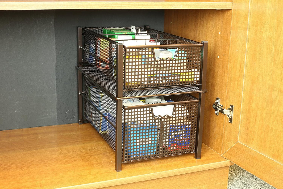 Bronze Mesh Cabinet Basket Organizer D42716
