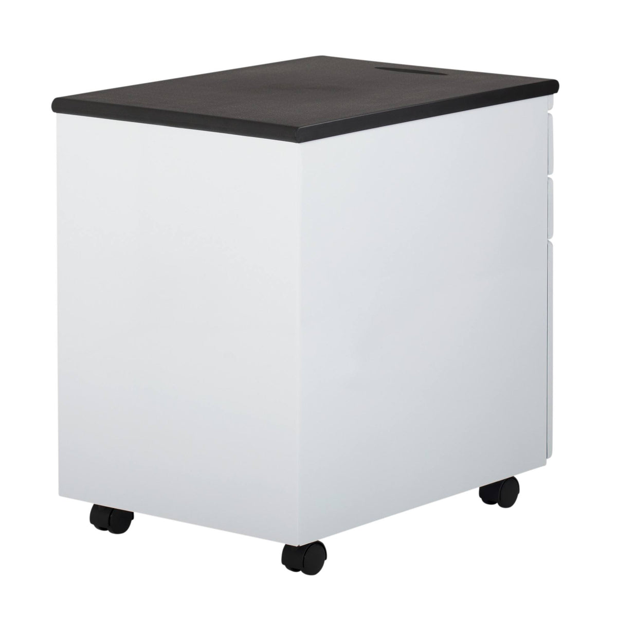 White/Black 3 Drawer Metal Rolling File Cabinet with Locking Drawers X154866