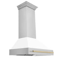 36 Inch Range Hood with White Matte Shell and Gold Handle L7779