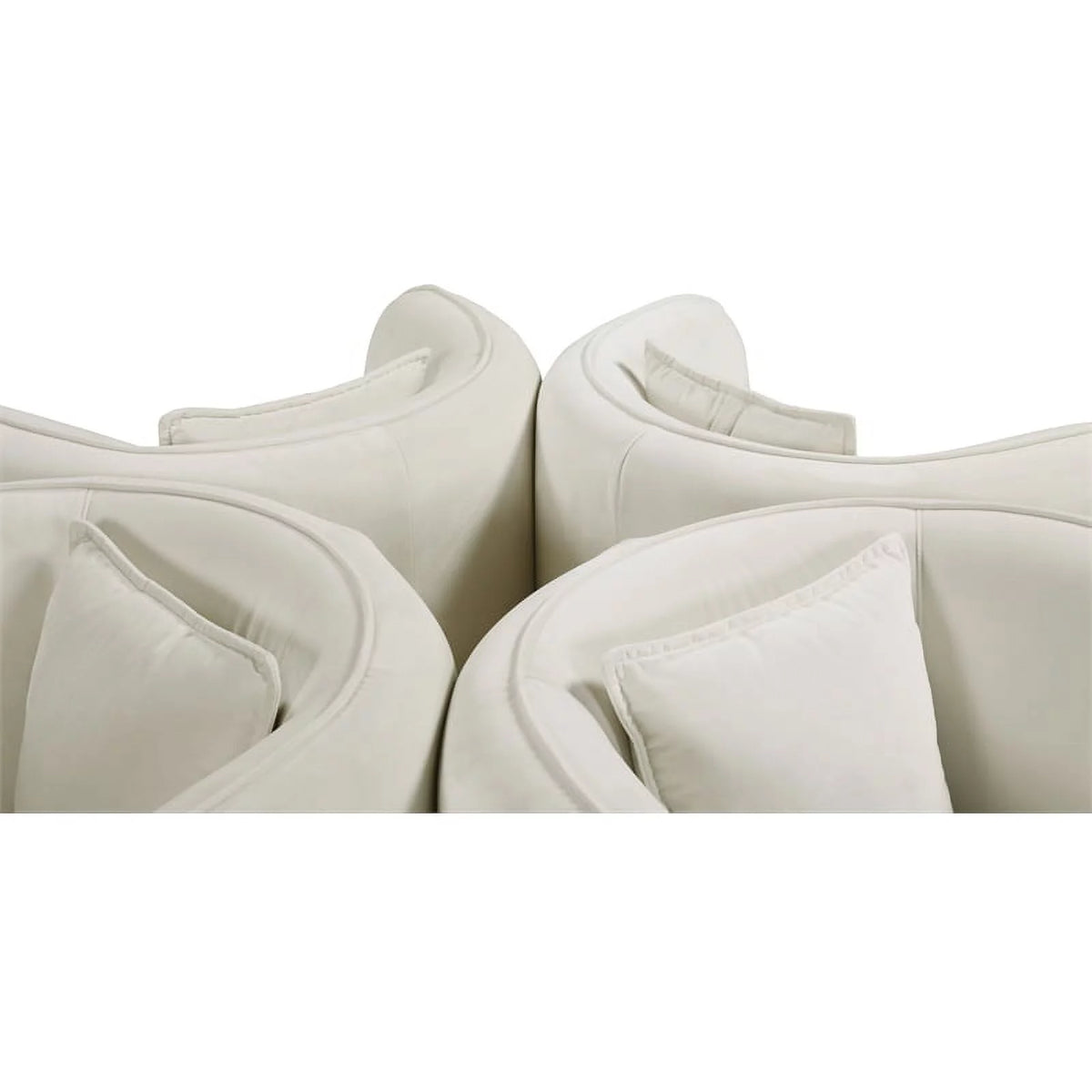 Cream Velvet Roundabout Sofa with Gold Iron Legs G7458