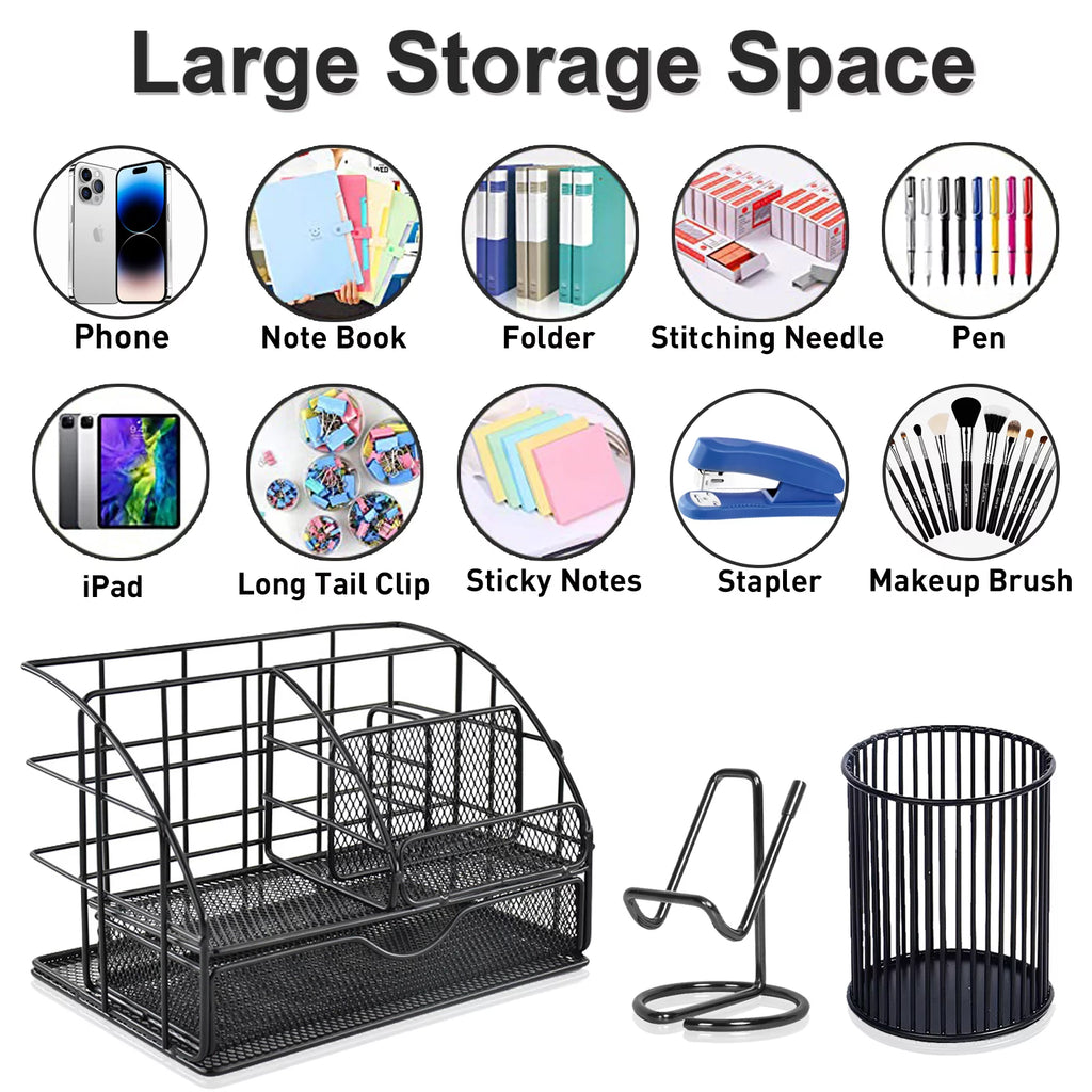 Black 3 Pcs Desk Organizer with Drawer T10129