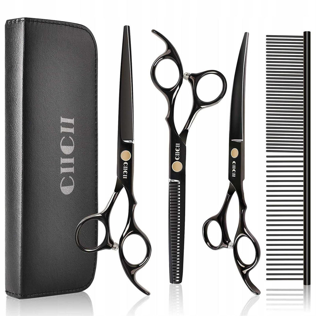 7 Inch Dog Grooming Scissors Kit with Curved Scissors N1477